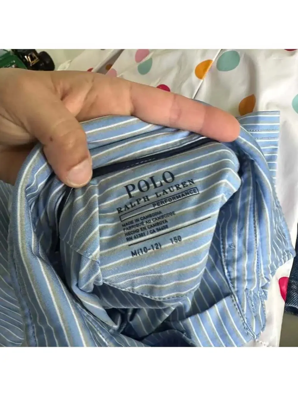 Polo Ralph Lauren Youth Boy's Performance Polo Blue Stripes Size M